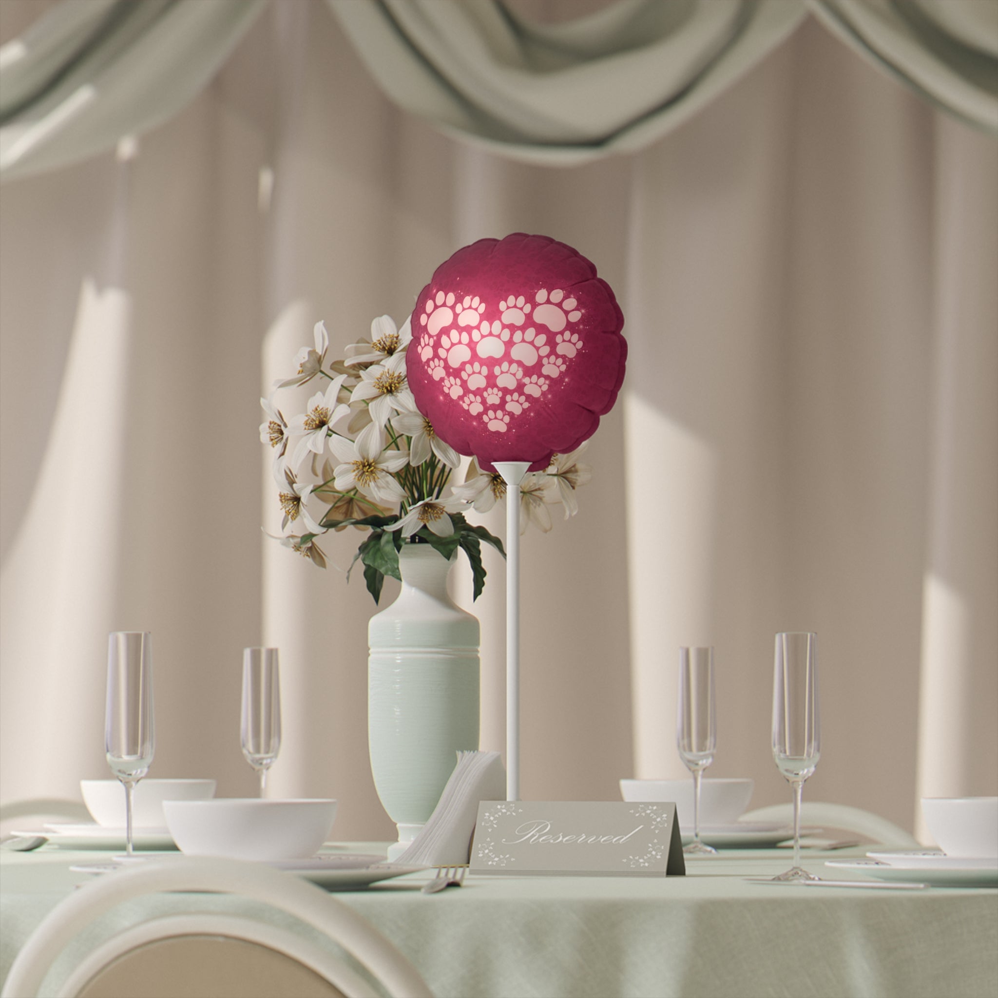 Heart Paw Print Balloon — 6" Pet Love Foil Balloon