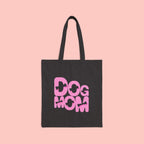 Dog Mom Canvas Tote Bag — Pink Retro Graphic Cotton Shopper for Pet Lovers