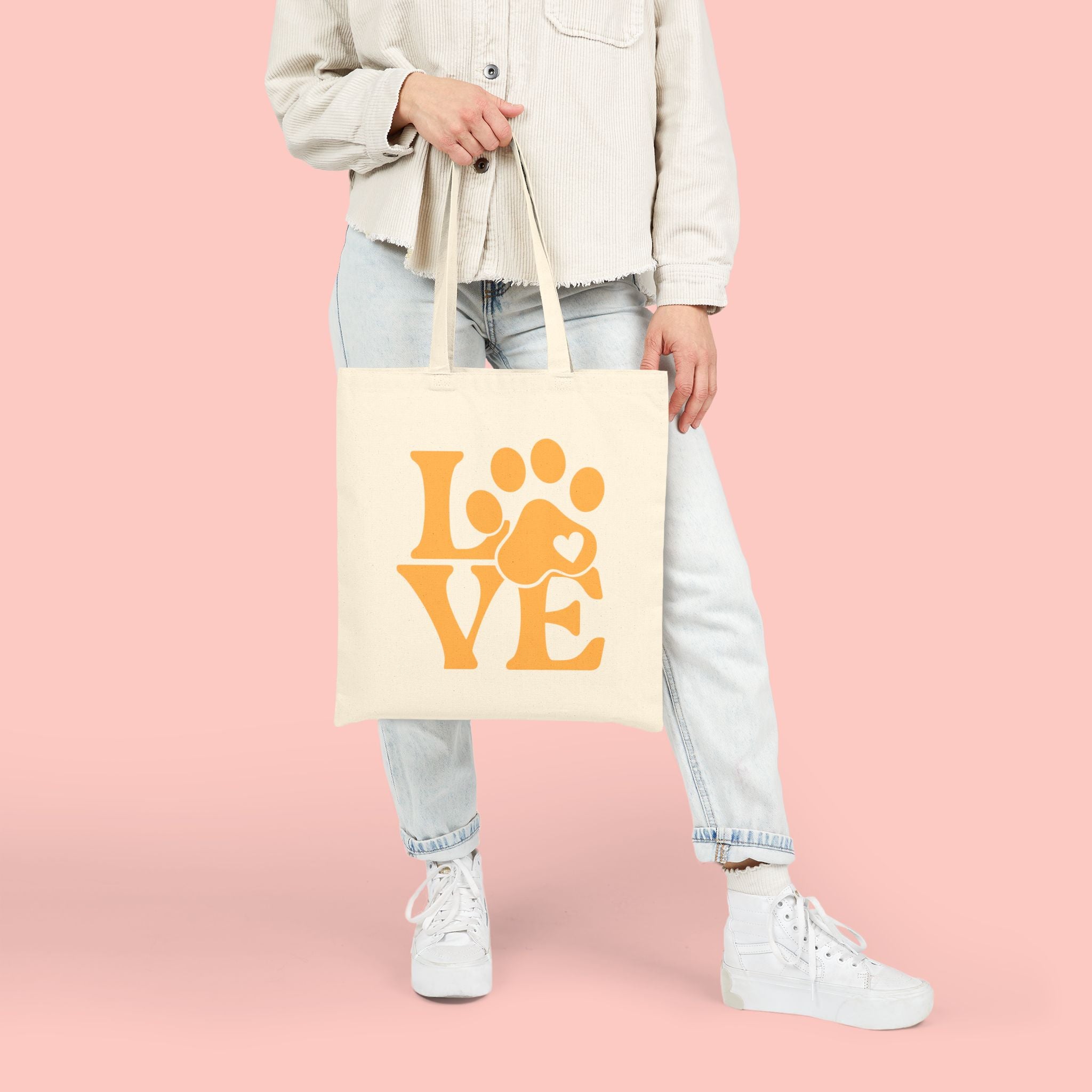 Love Paw Tote Bag — Cute Pet Lover Canvas Tote (LOVE with Paw Print)