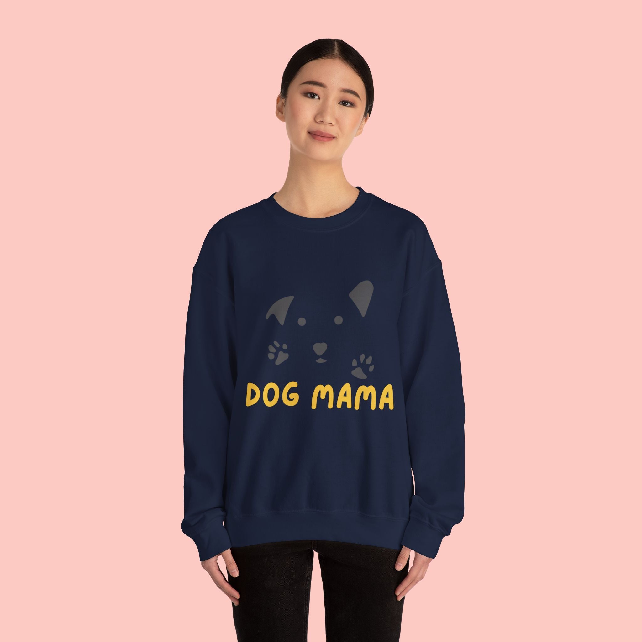 Dog Mama Crewneck Sweatshirt – Cute Paw Print & Puppy Graphic