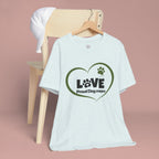 Dog Mom Love T-Shirt — "LOVE Proud Dog Mom" Heart Paw Tee