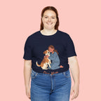 Dog Mom T‑Shirt — Cute Woman Hugging Dog Graphic Tee