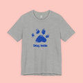 Dog Mom Paw Print T-Shirt — Distressed Blue Design