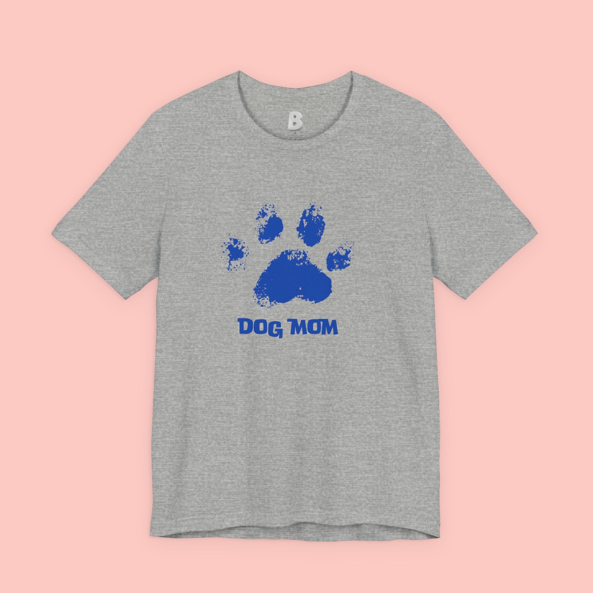 Dog Mom Paw Print T-Shirt — Distressed Blue Design