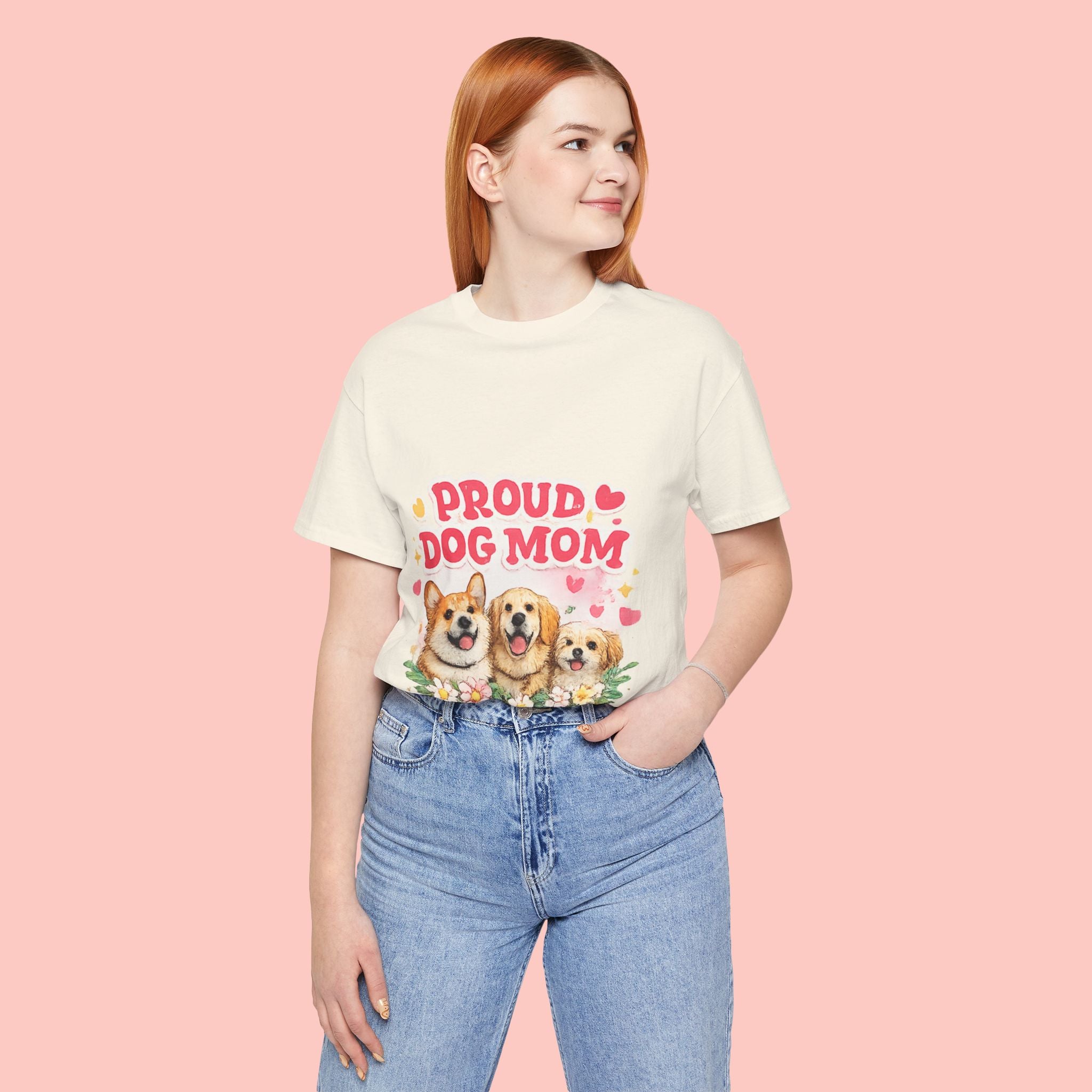 Proud Dog Mom T-Shirt — Cute Corgi & Golden Retriever Floral Tee for Pet Lovers