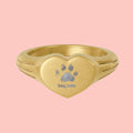Heart Signet Ring — Custom Engraved Paw Print Stainless Steel