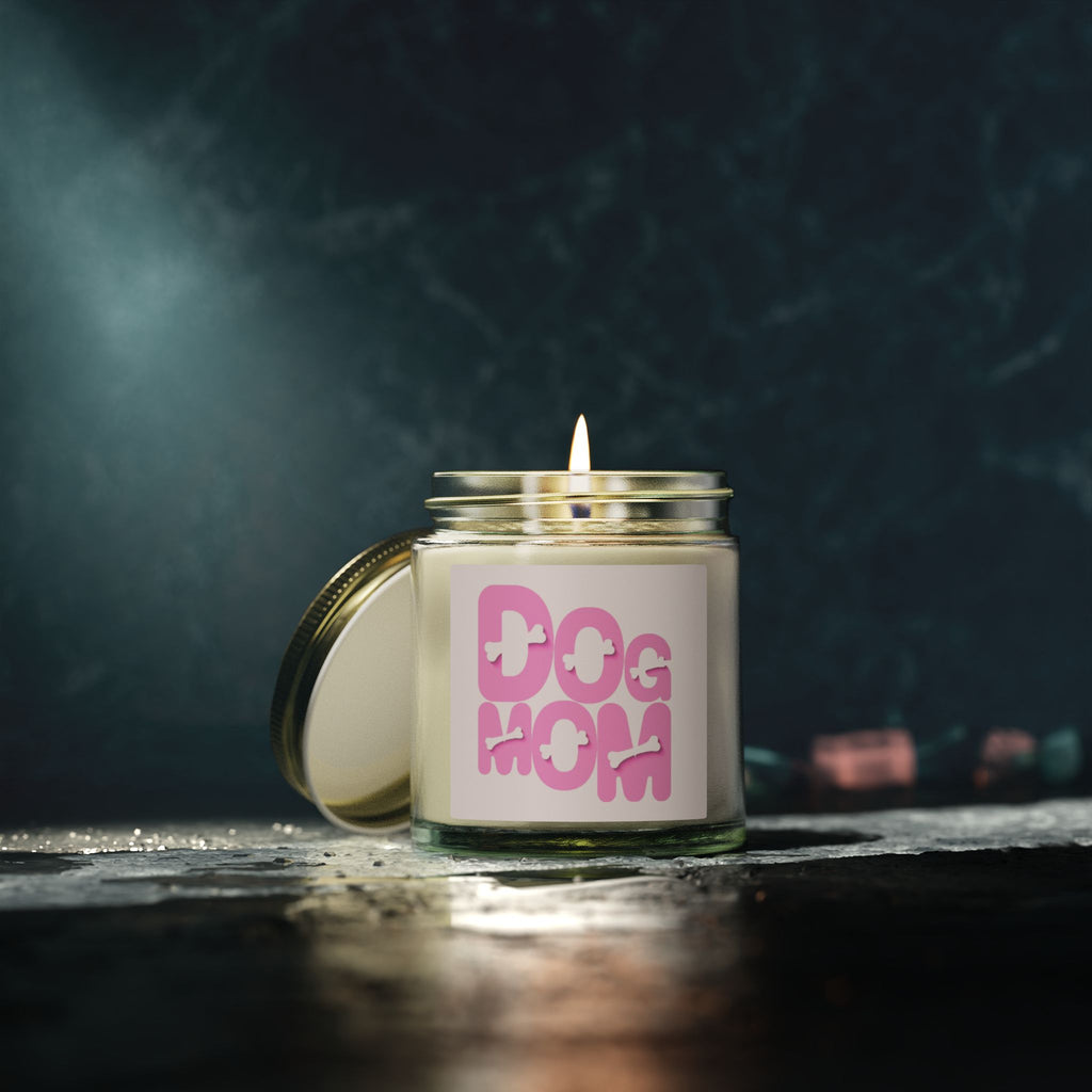 Dog Mom Scented Candle (Coconut Apricot Wax) — 4oz/9oz Gift for Pet Lovers
