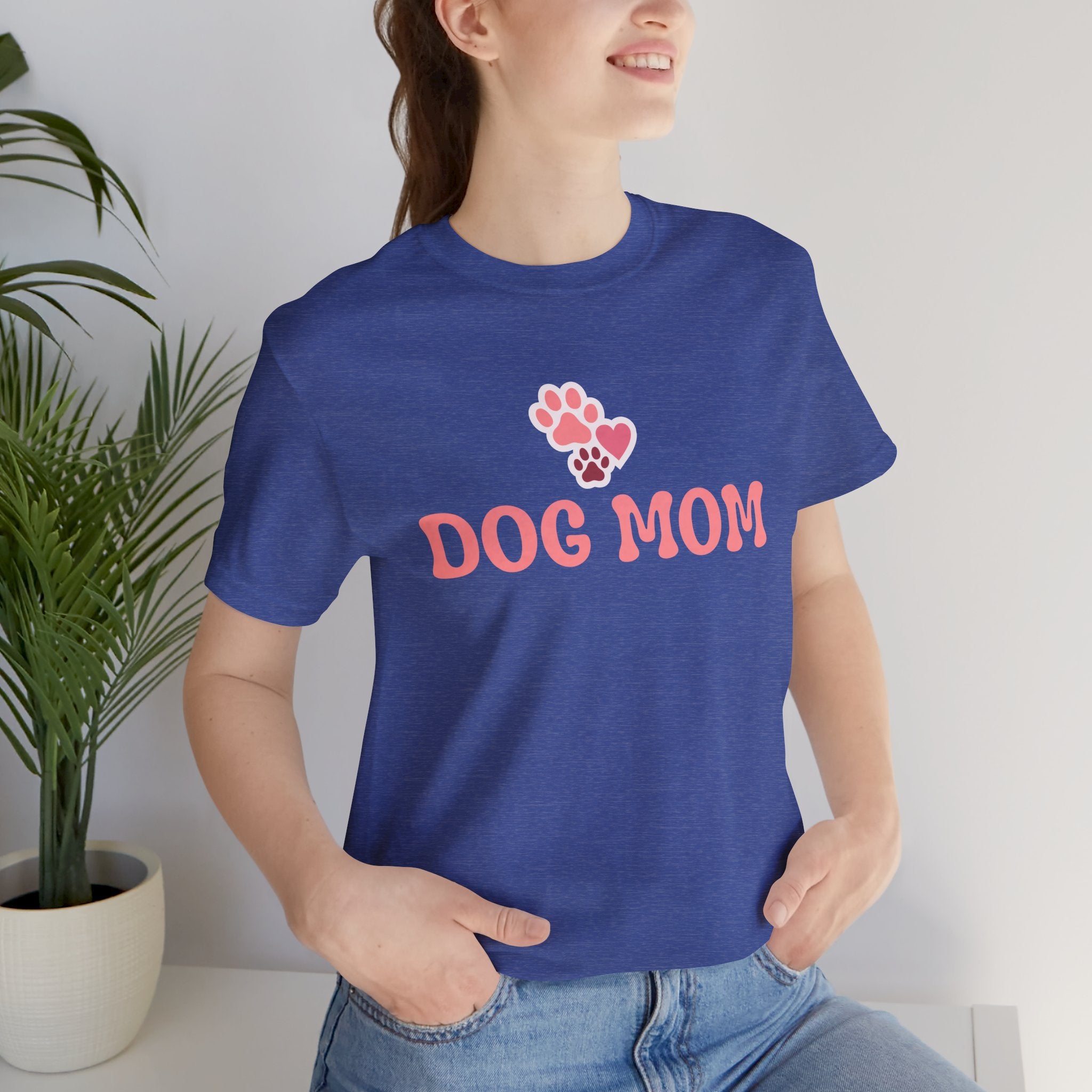 Dog Mom T-Shirt — Pink Paw Graphic Tee for Dog Lovers