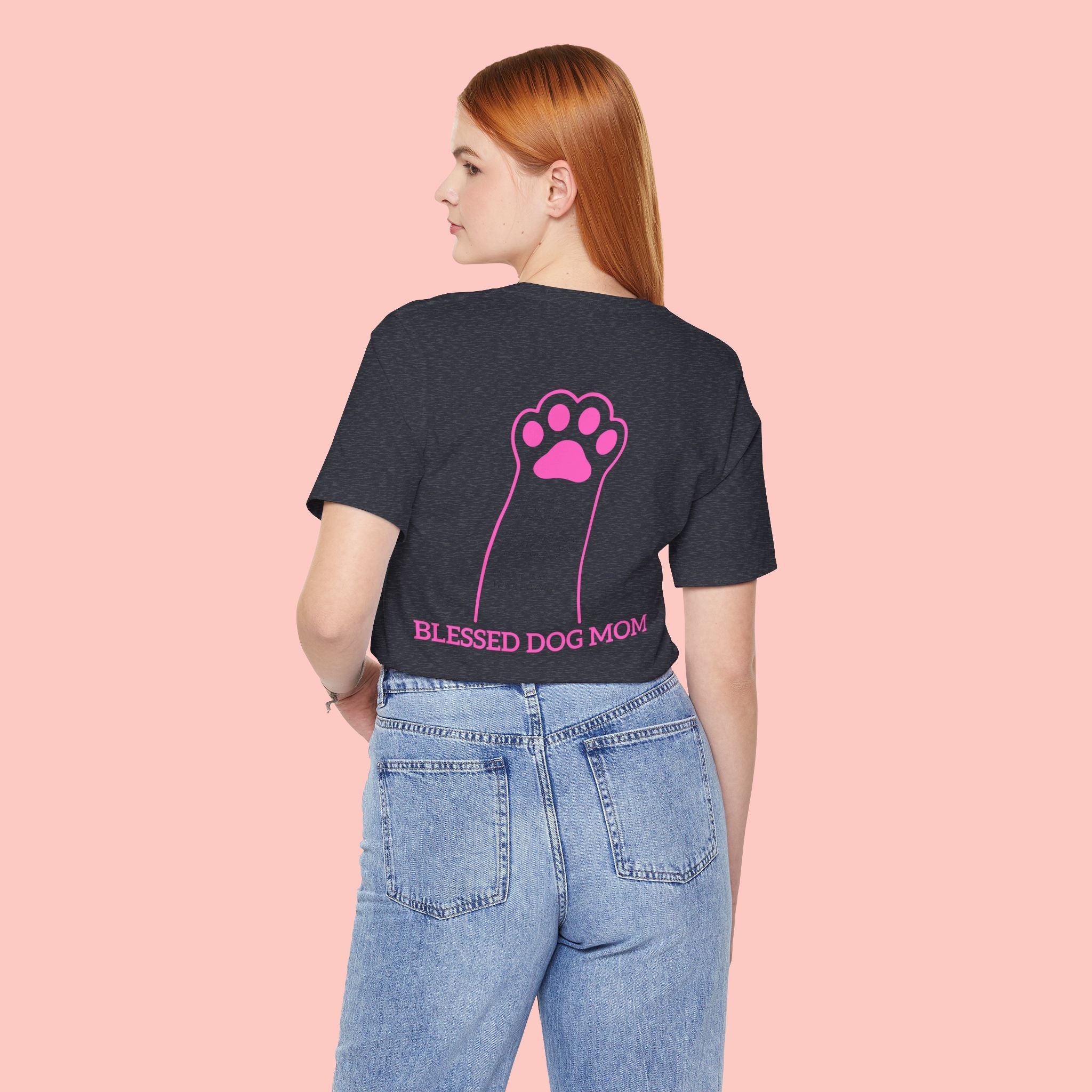 Blessed Dog Mom T-Shirt — Pink Paw Graphic Dog Lover Tee