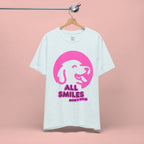 All Smiles Mom's Rules T-Shirt — Cute Pink Dog Graphic Tee for Moms & Pet Lovers