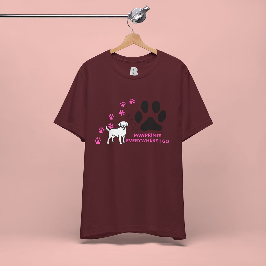 Dog Pawprint T-Shirt — "Pawprints Everywhere I Go" Cute Pet Lover Tee