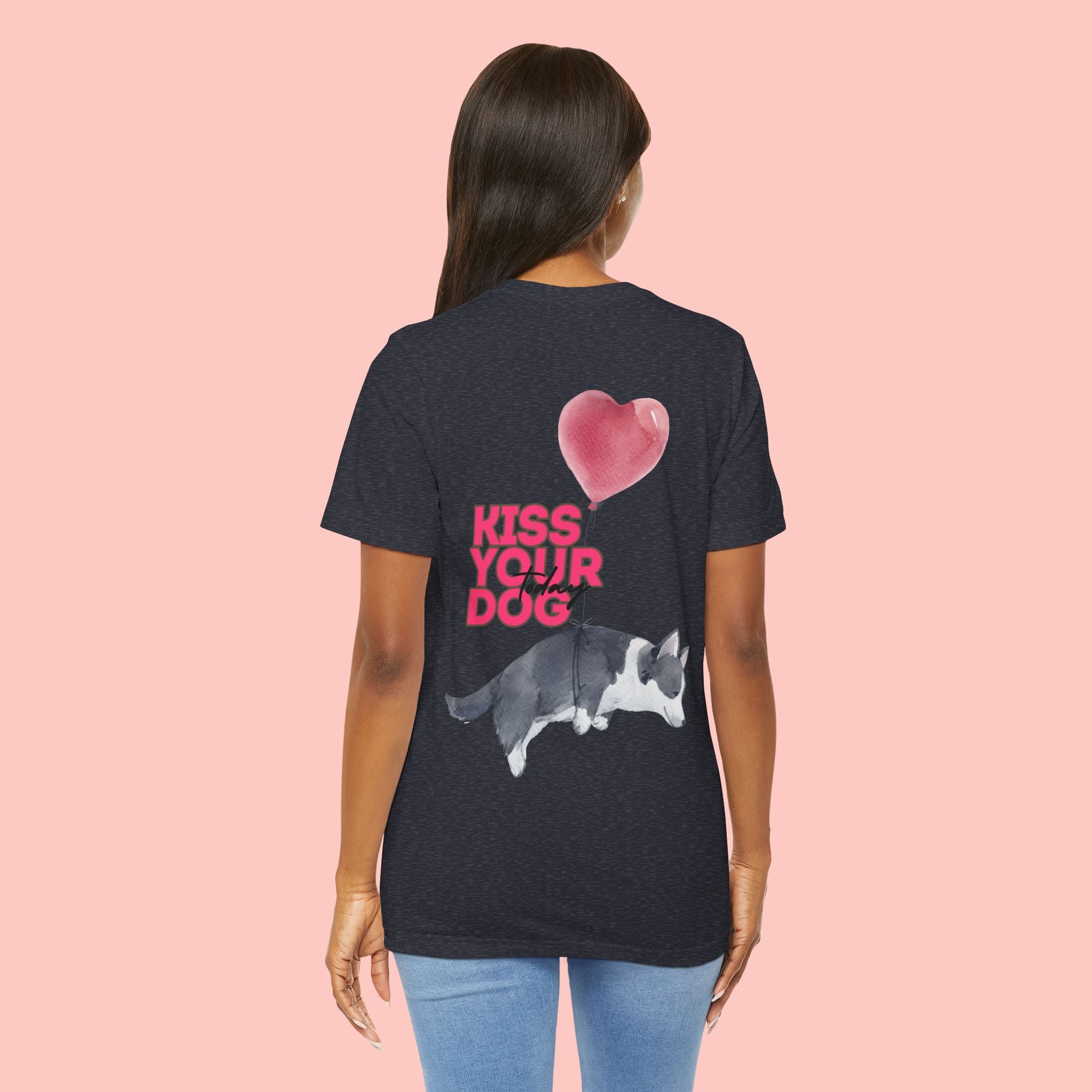Kiss Your Dog Tee — Corgi Heart Balloon Graphic T-Shirt