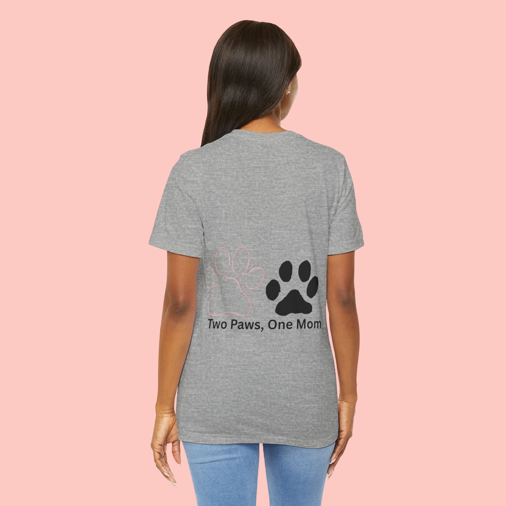 T-Shirt — “Two Paws, One Mom” Paw Print Mom Tee