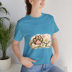 Dog Paw Floral T-Shirt — Cute Paw Print, Bone & Daisies Tee