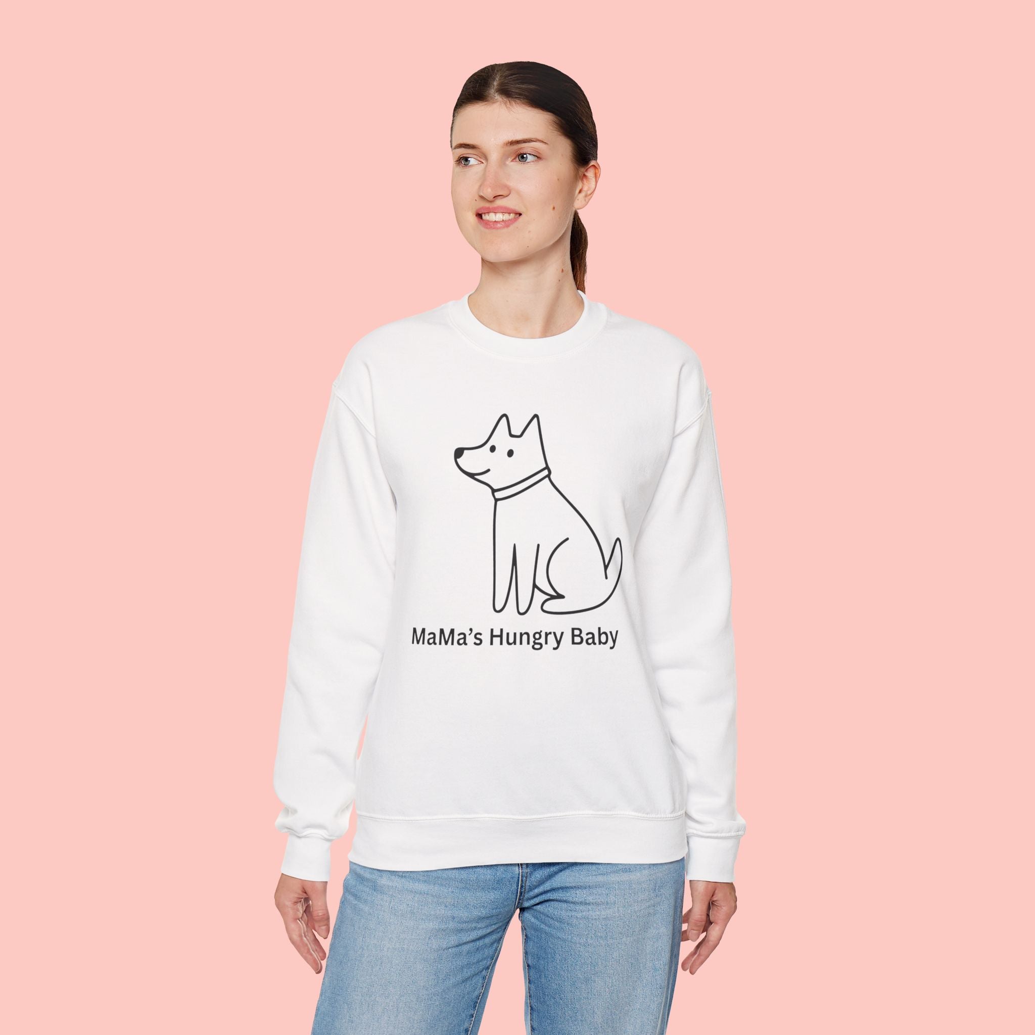 Mama's Hungry Baby Sweatshirt — Cute Minimal Dog Graphic Crewneck
