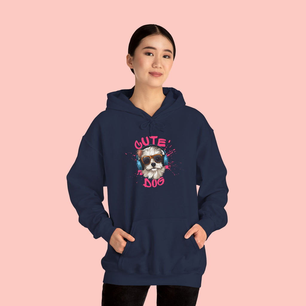 Cute Dog Hoodie with Headphones – 'Cute Dog' Graphic Pet Lover Sweatshirt