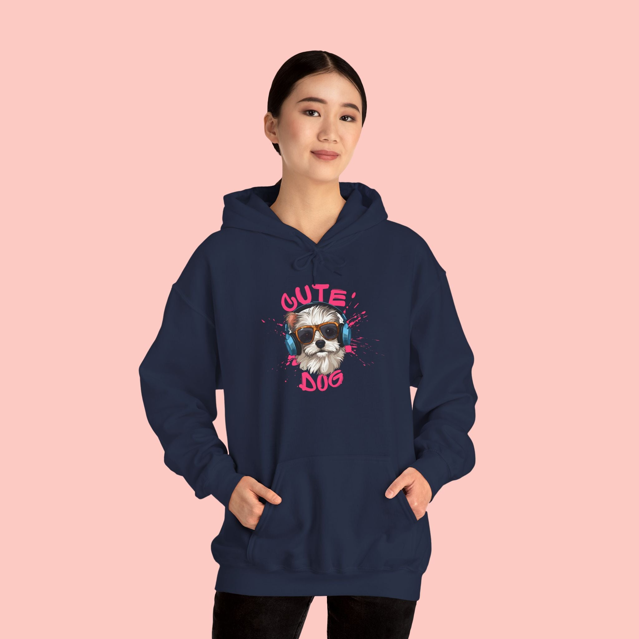 Cute Dog Hoodie with Headphones – 'Cute Dog' Graphic Pet Lover Sweatshirt