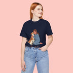 Dog Mom T‑Shirt — Cute Woman Hugging Dog Graphic Tee