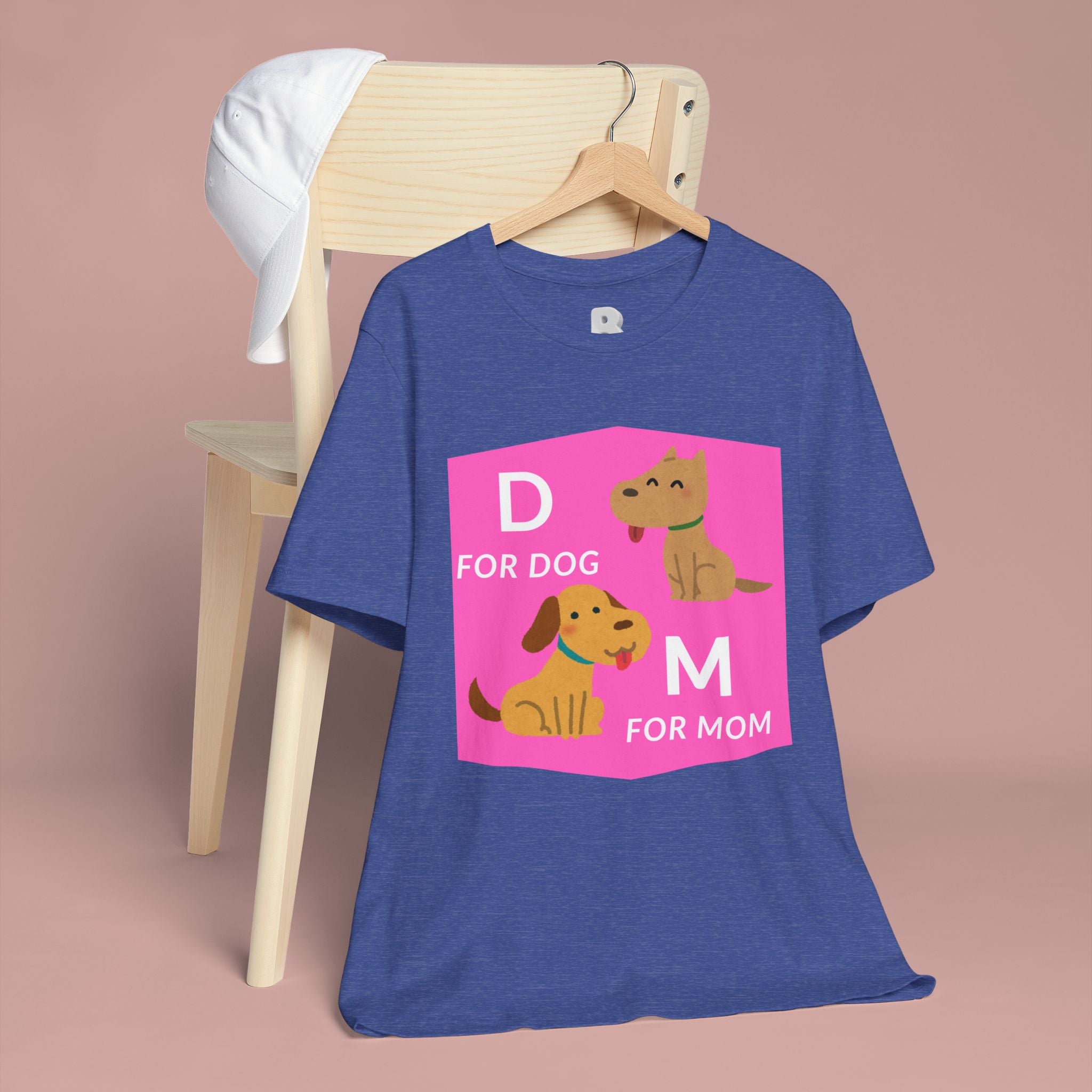Dog Mom T-Shirt — Cute Pink "D for Dog, M for Mom" Graphic Tee