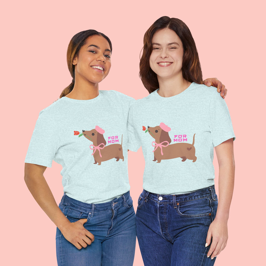 Mommy’s Dachshund Tee – Cute Dog with Rose “For Mom” Shirt