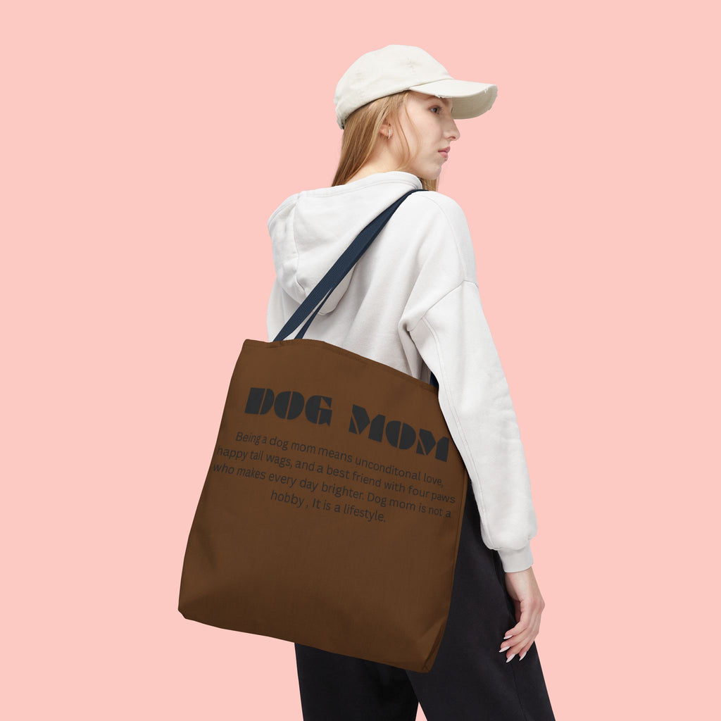 Dog Mom Tote Bag - 'Dog Mom' Printed Canvas Carryall, Gift for Dog Lovers