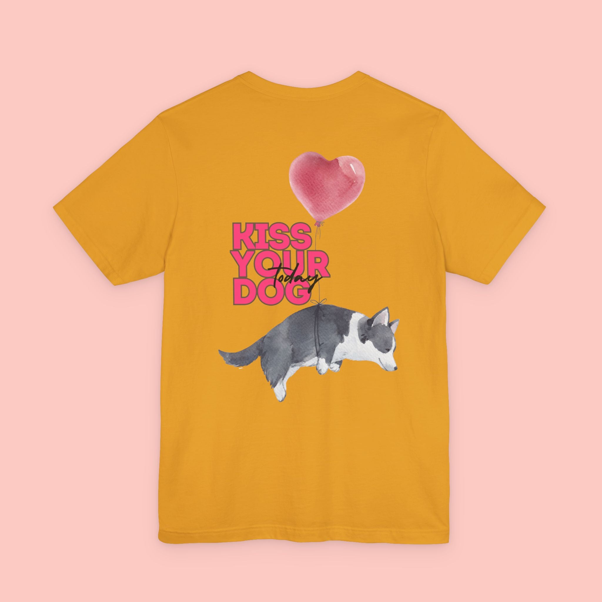 Kiss Your Dog Tee — Corgi Heart Balloon Graphic T-Shirt