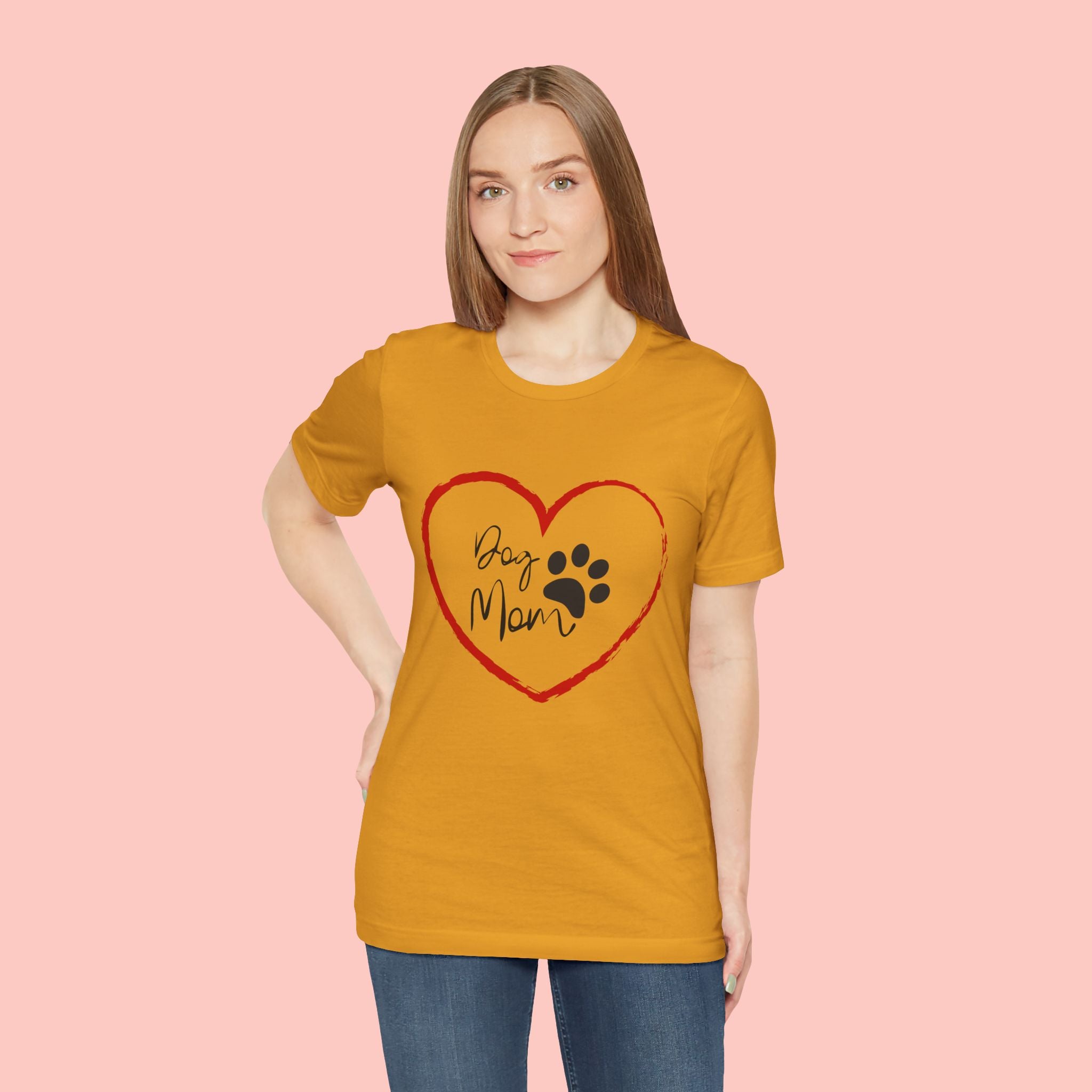 Dog Mom Heart Paw T‑Shirt