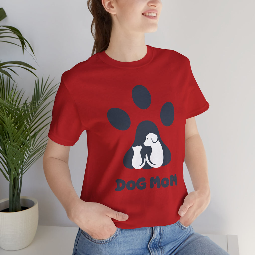 Dog Mom T‑Shirt — Paw Print with Dog & Puppy Graphic