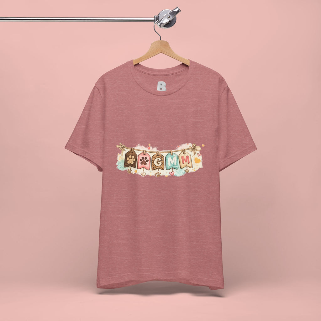 Pet Mom Banner Tee — Cute Paw Print "MOM" Graphic T-Shirt
