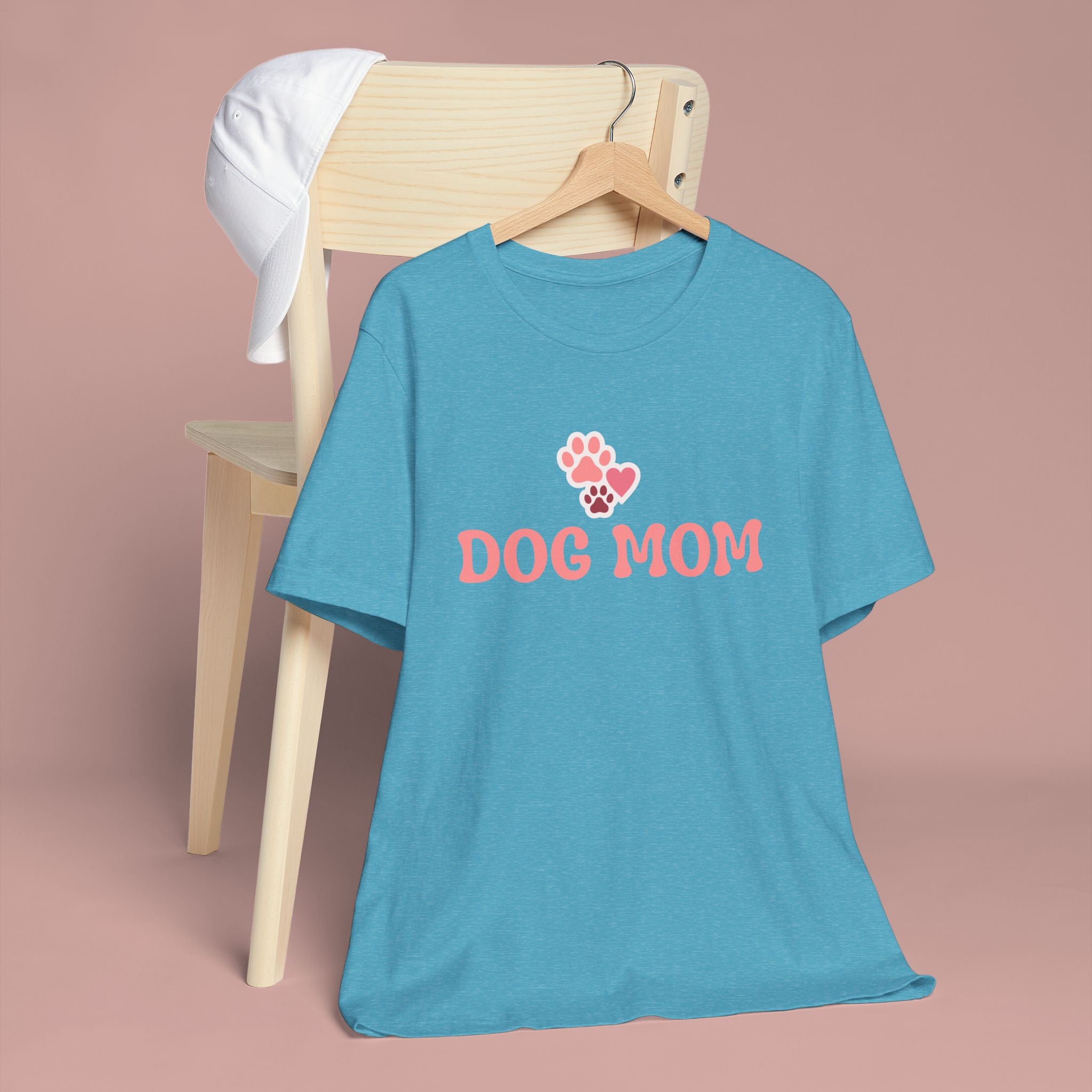 Dog Mom T-Shirt — Pink Paw Graphic Tee for Dog Lovers