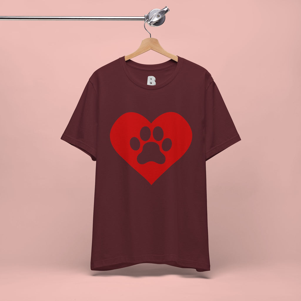 Pet Lover T-Shirt — Red Heart Paw Print Tee