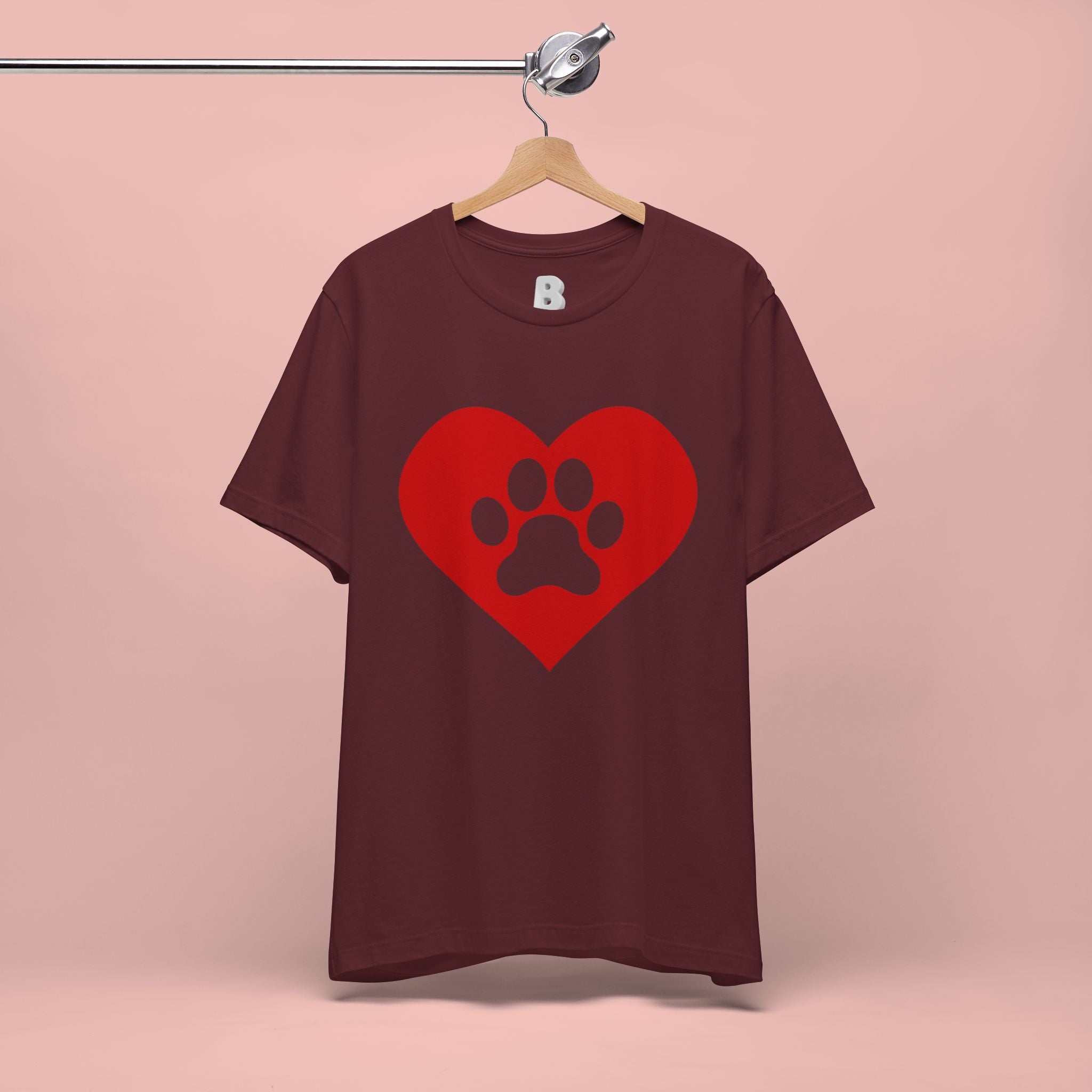 Pet Lover T-Shirt — Red Heart Paw Print Tee