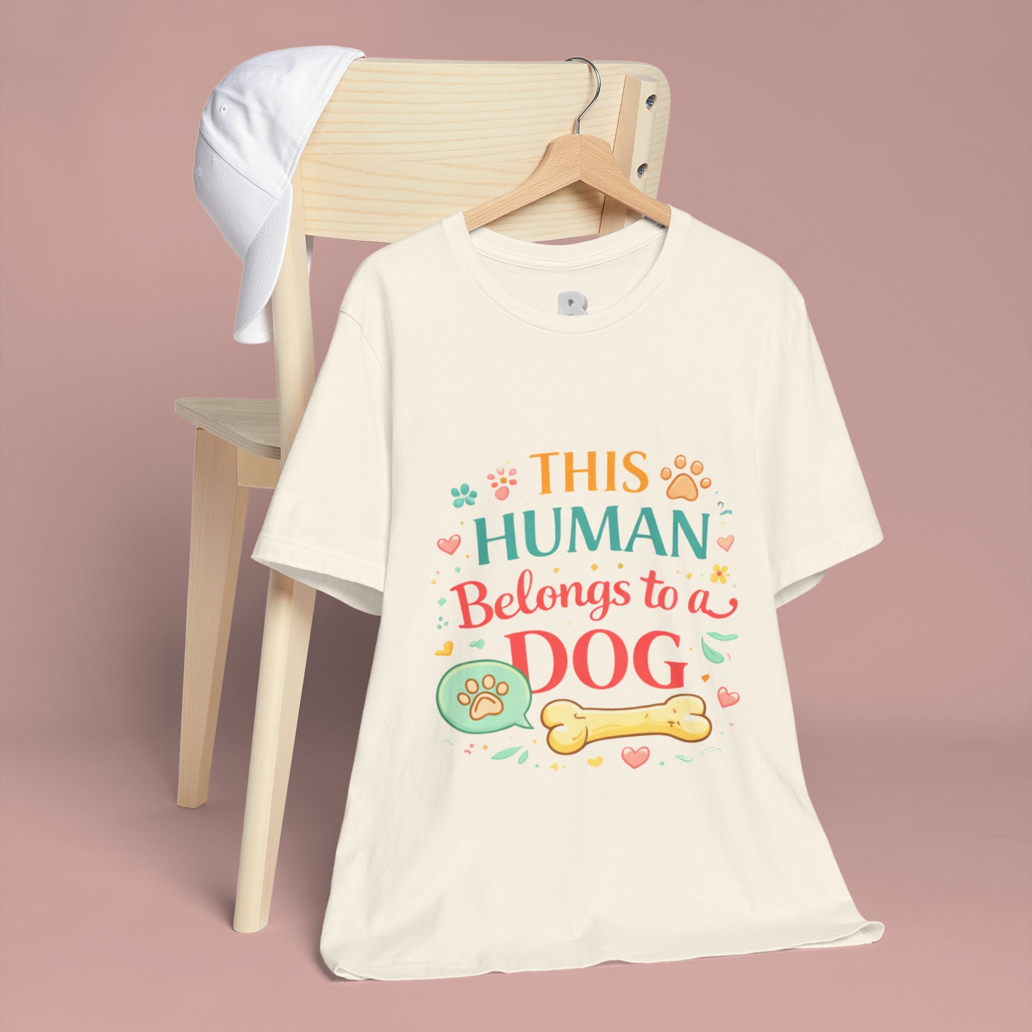 Dog Lover T-Shirt — "This Human Belongs to a Dog" Cute Paw Print Tee