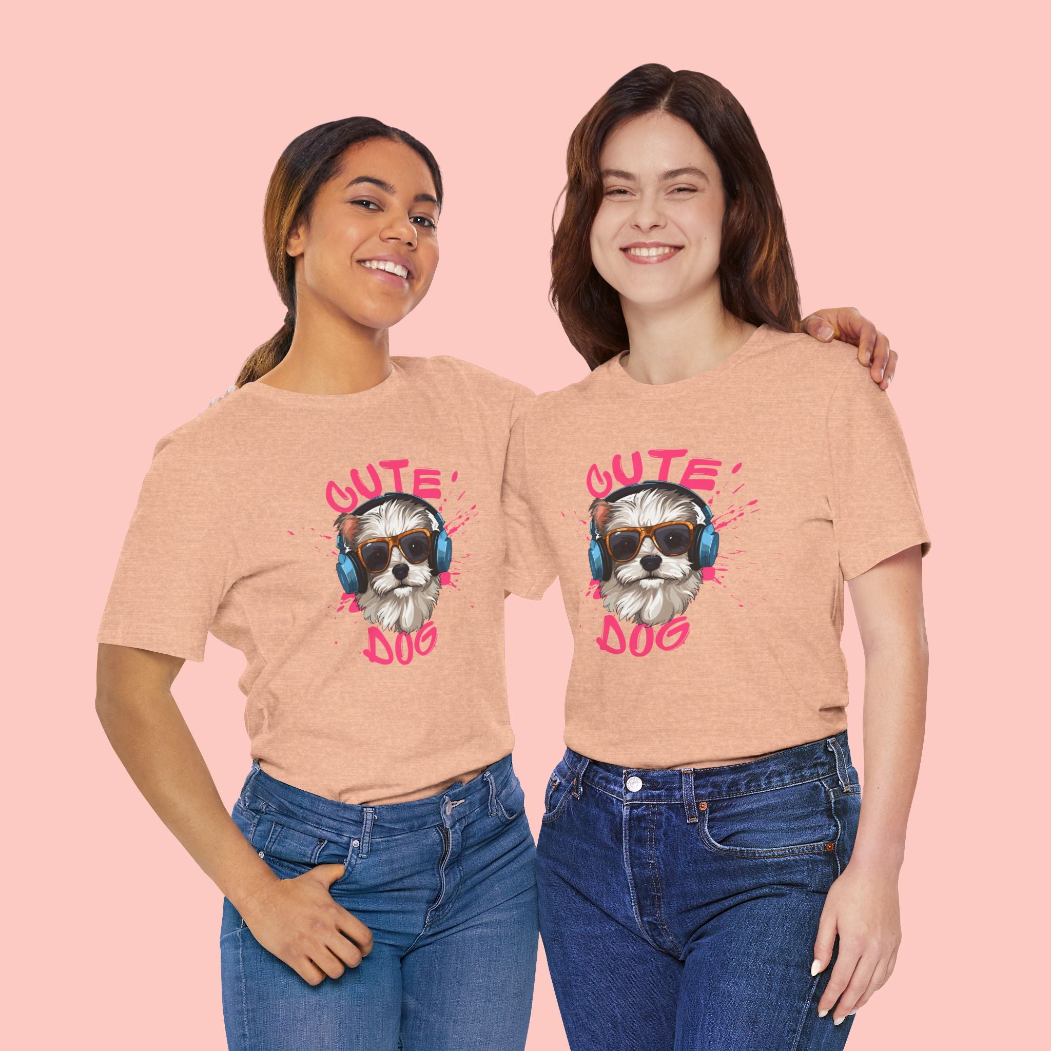 Cute Dog Tee — Headphones Puppy Graphic T-Shirt