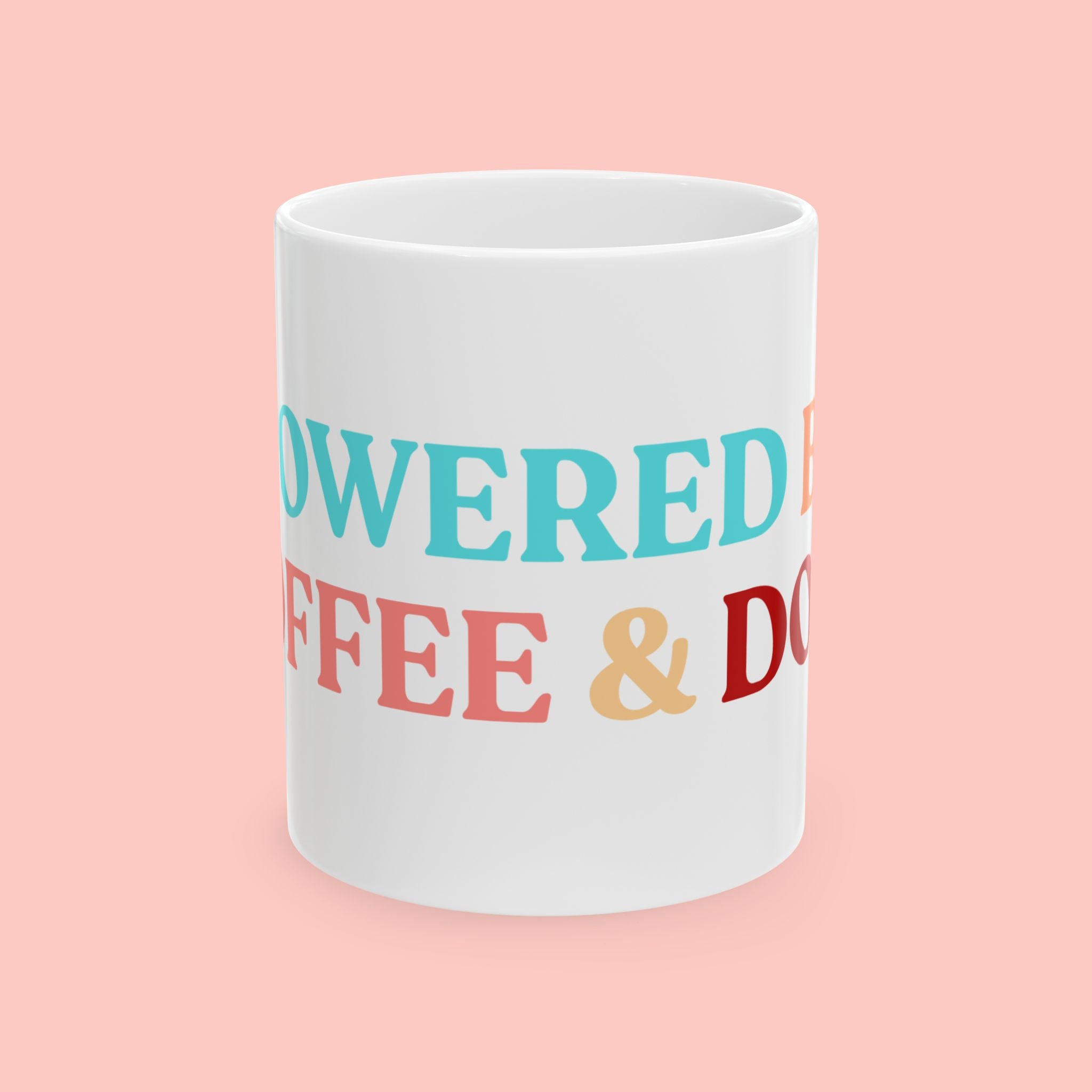 Coffee & Dogs Ceramic Mug — 'Powered by Coffee & Dogs' Colorful 11oz/15oz Gift