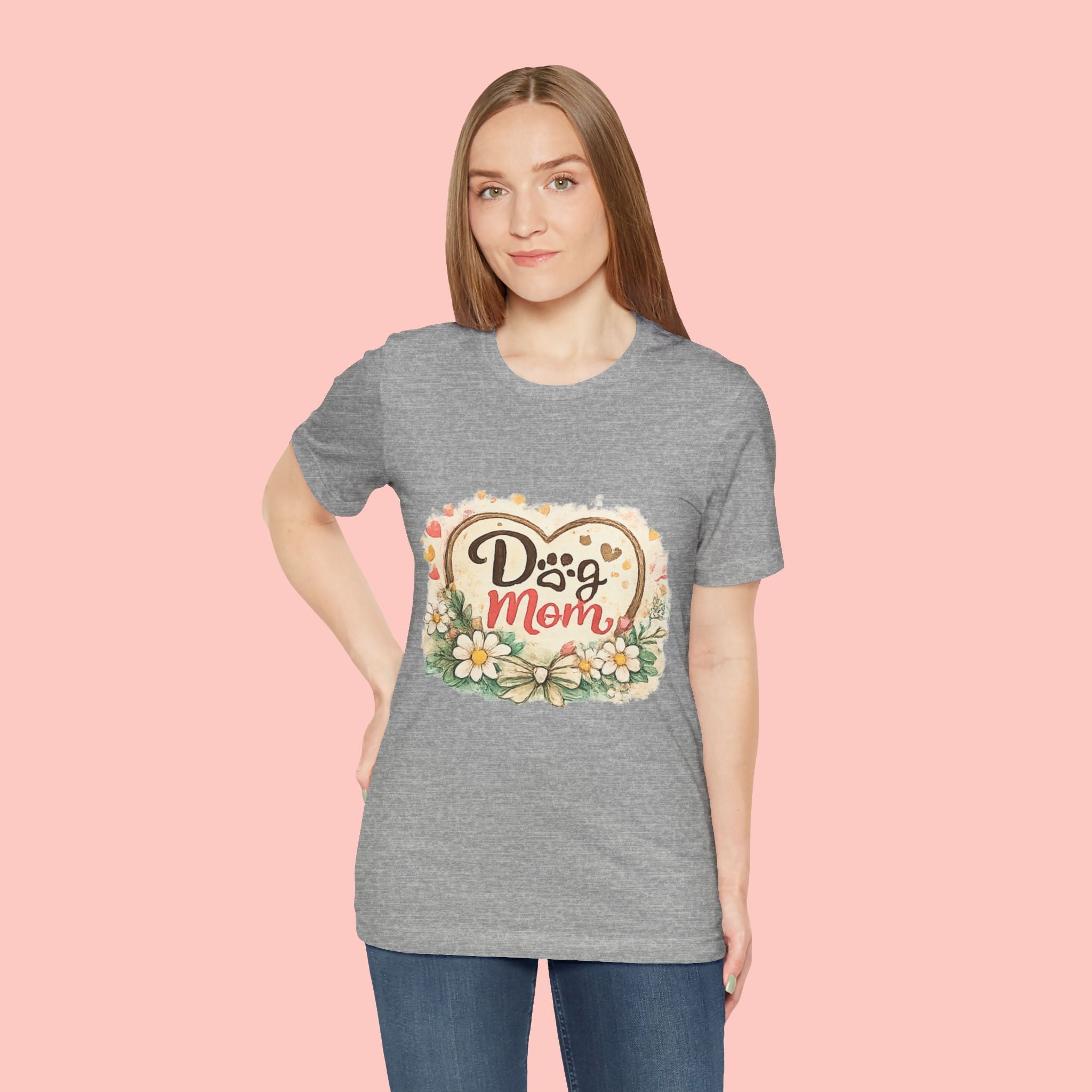 Dog Mom T-Shirt – Floral Heart Paw Design