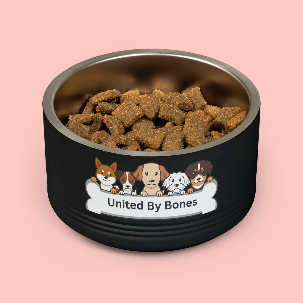 United By Bones 18oz Pet Bowl — Cute Cartoon Dogs Stainless Steel Bowl for Dogs & Cats