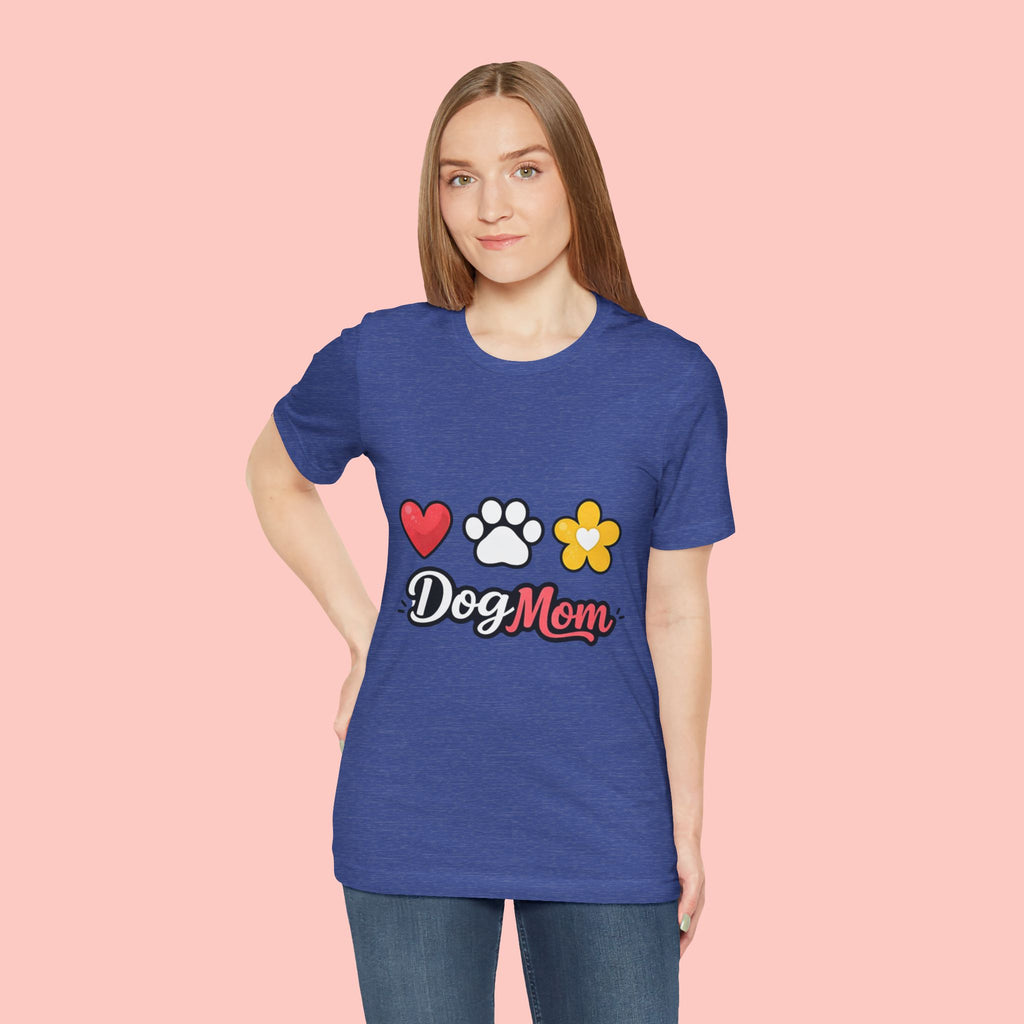 Dog Mom T-Shirt – Heart, Paw & Flower Graphic Tee