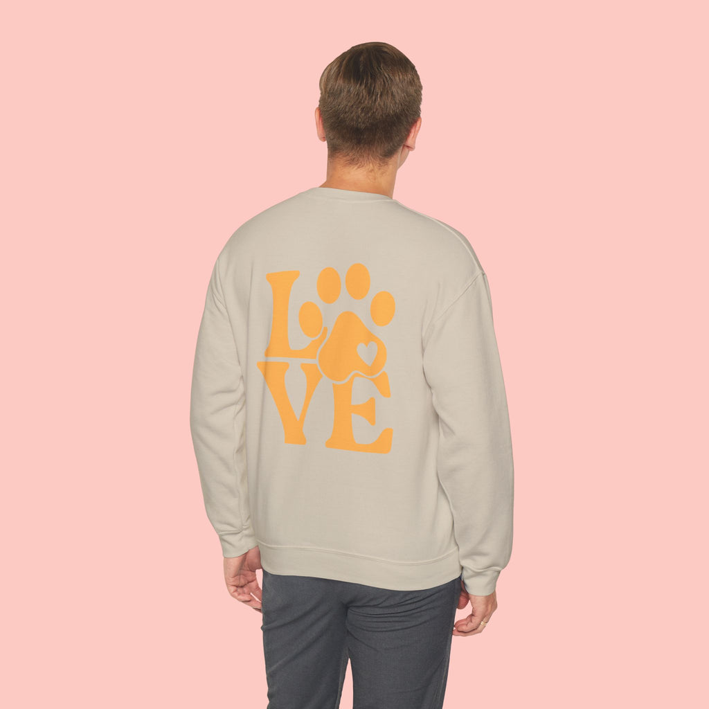Crewneck Sweatshirt - 'LOVE' Paw Print Graphic | Pet Lover Pullover