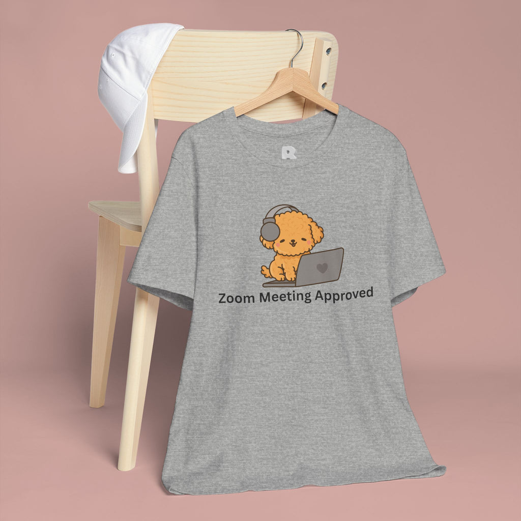Zoom Meeting Approved Tee — Cute Puppy with Headset Laptop Graphic