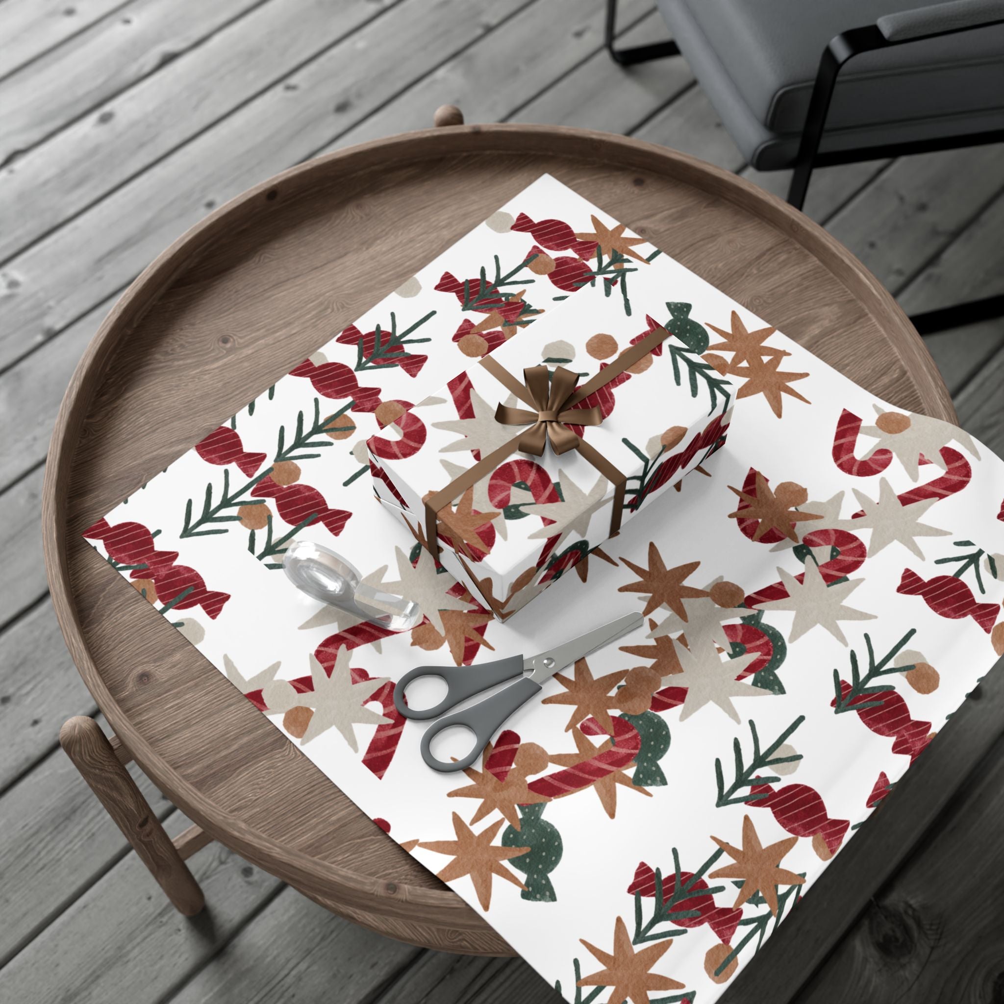 Holiday Candy Cane Gift Wrap Paper