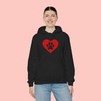 Heart Paw Hoodie — Cute Red Paw Print Animal Lover Sweatshirt