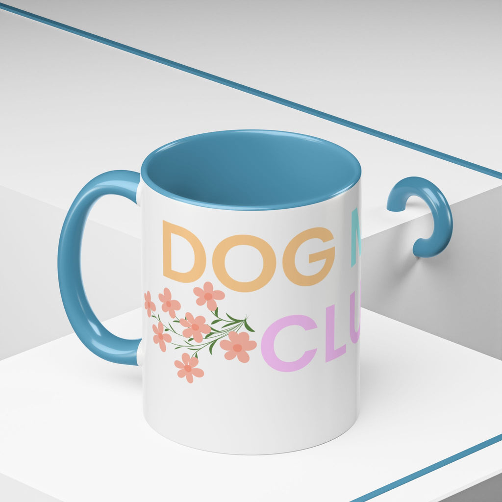 Dog Mom Club Accent Coffee Mug – Colorful Paw Print 11/15oz