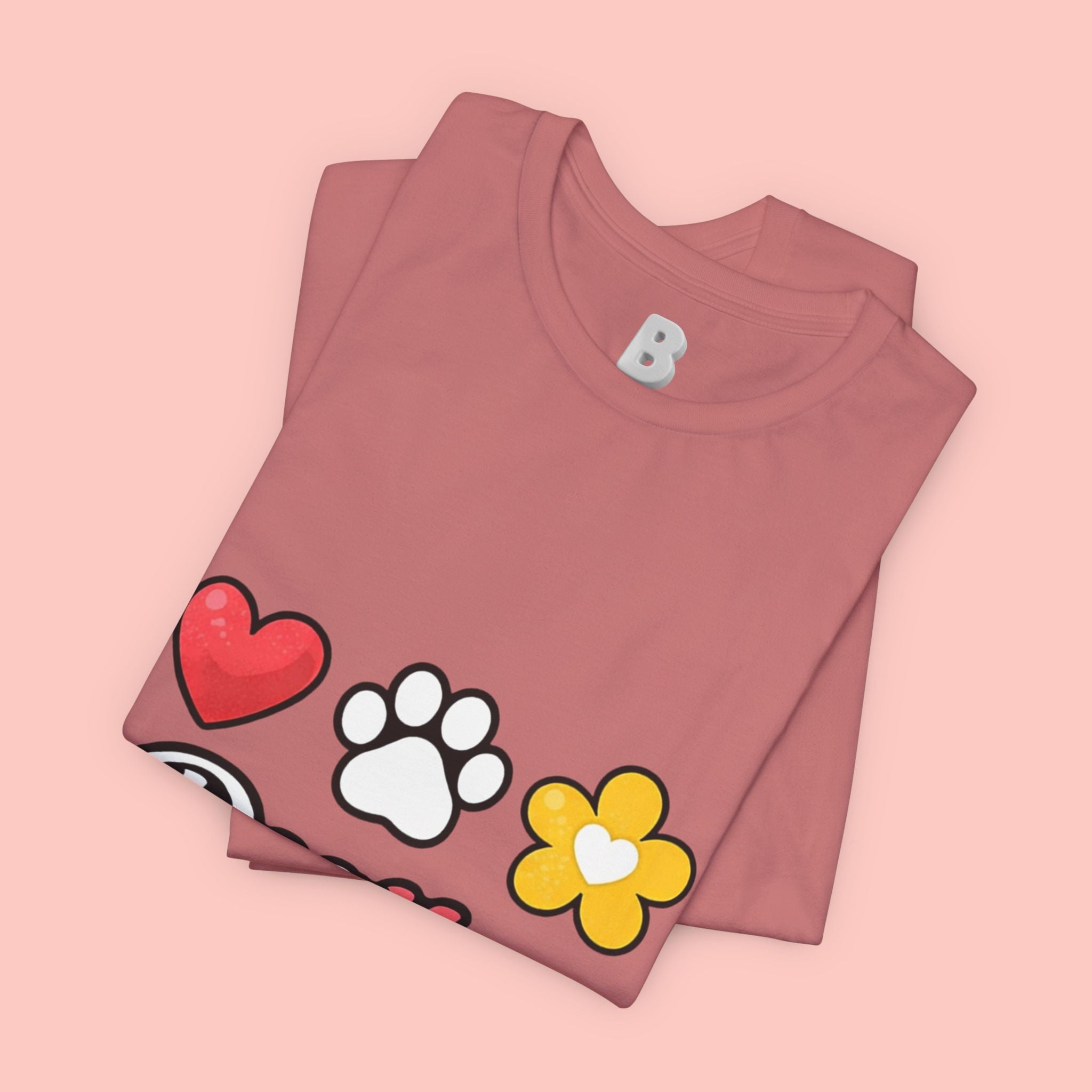 Dog Mom T-Shirt – Heart, Paw & Flower Graphic Tee