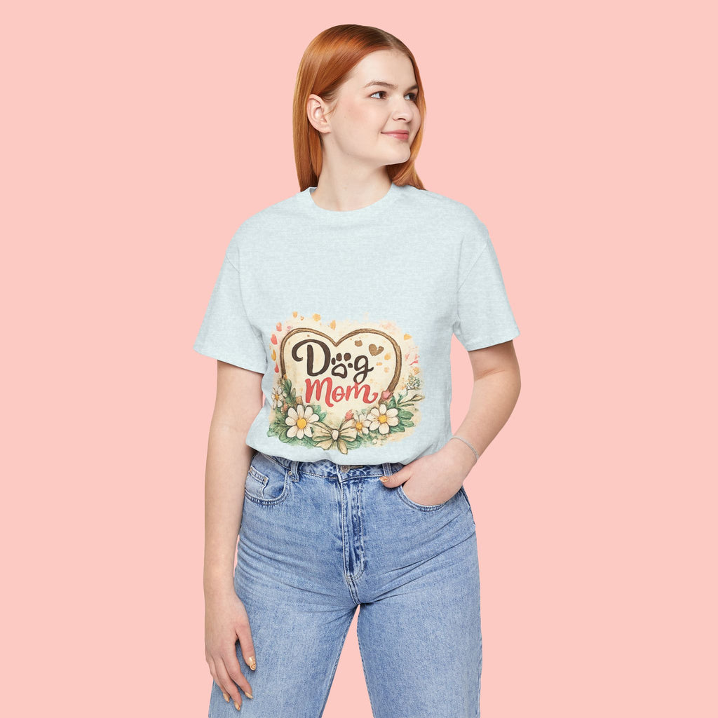 Dog Mom T-Shirt – Floral Paw Heart Graphic Tee
