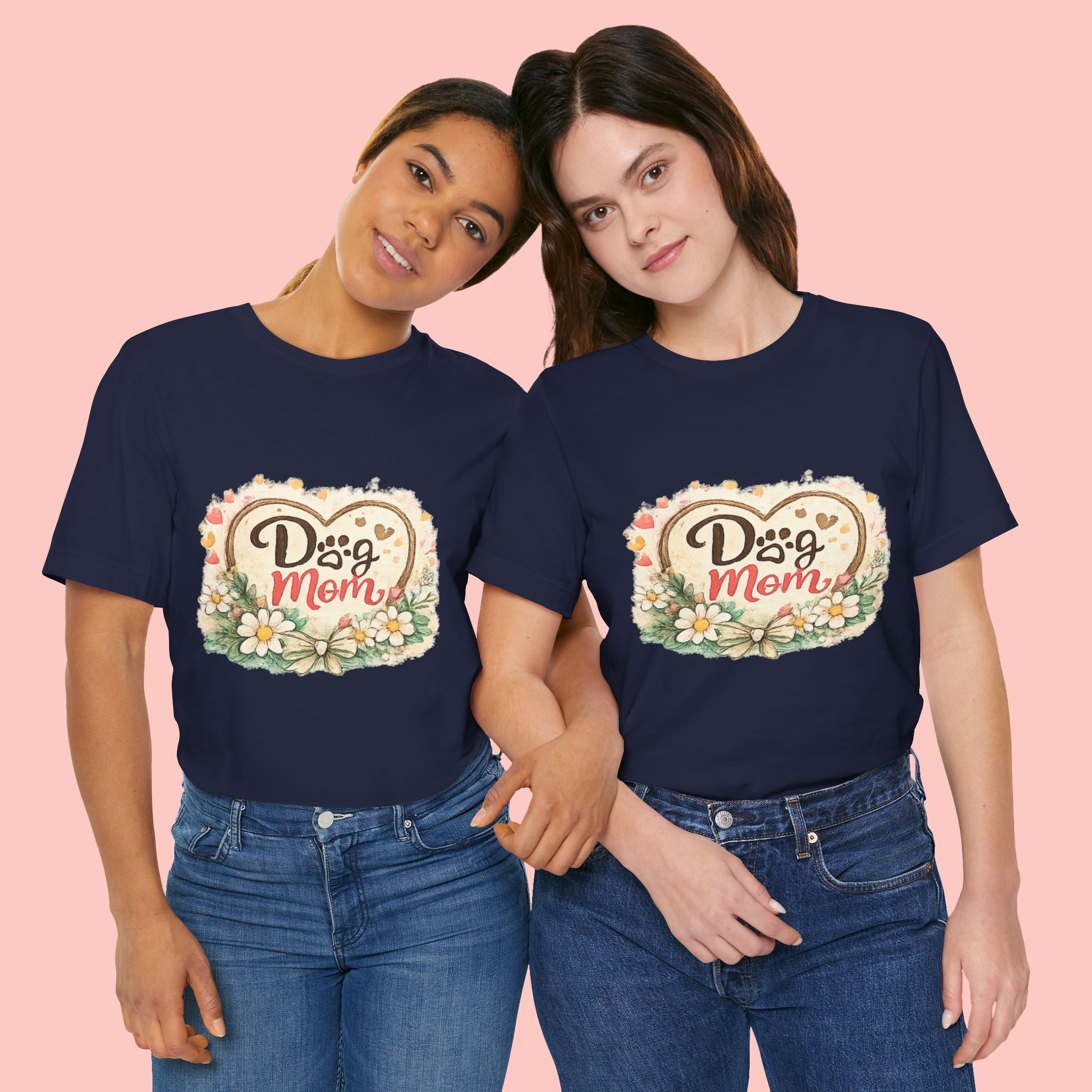 Dog Mom T-Shirt – Floral Heart Paw Design