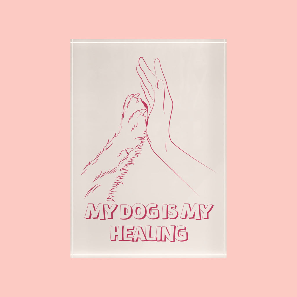 Dog Mama Photo Block – Pink Paw Heart Desk Plaque Gift for Dog Lovers