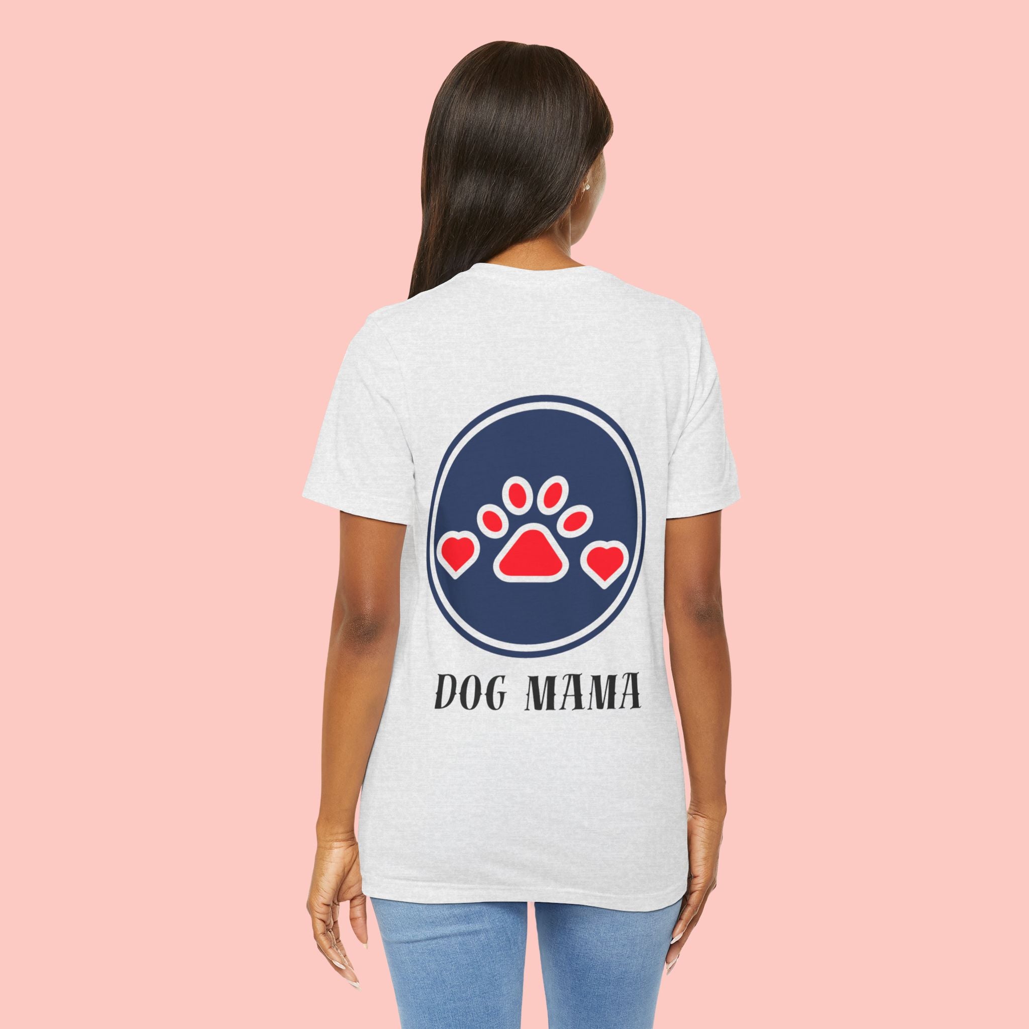 Dog Mama Tee - Paw Print Heart Graphic Short Sleeve Shirt