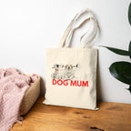 Dog Mum Canvas Tote — Cute Illustrated Dogs Cotton Shopper Bag