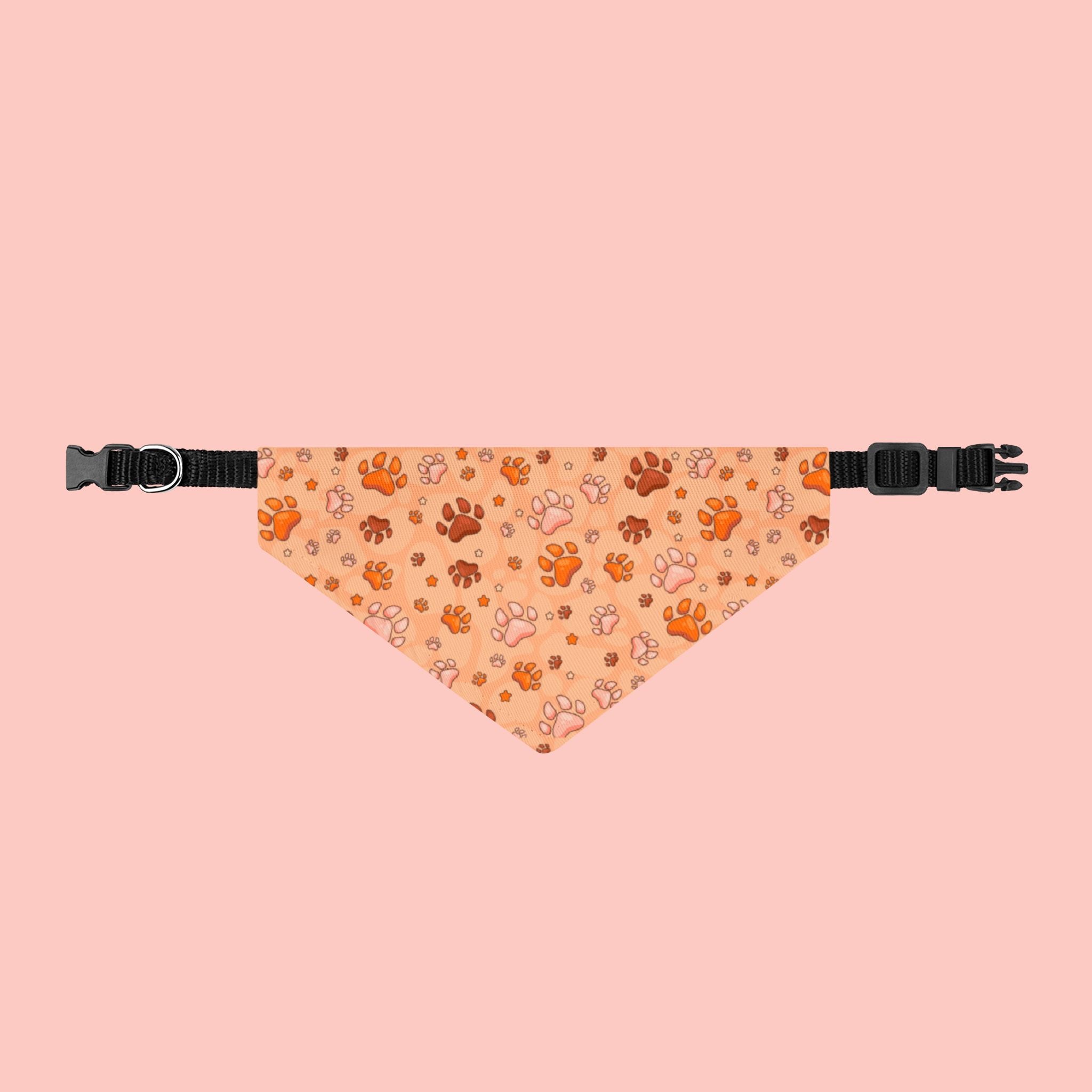 Clip-On Pet Bandana — Autumn Paw Print Dog Collar Accessory